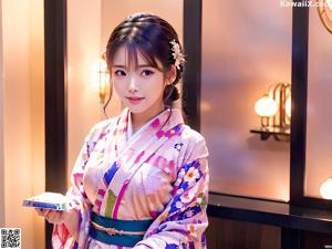 A woman in a kimono posing for a picture.