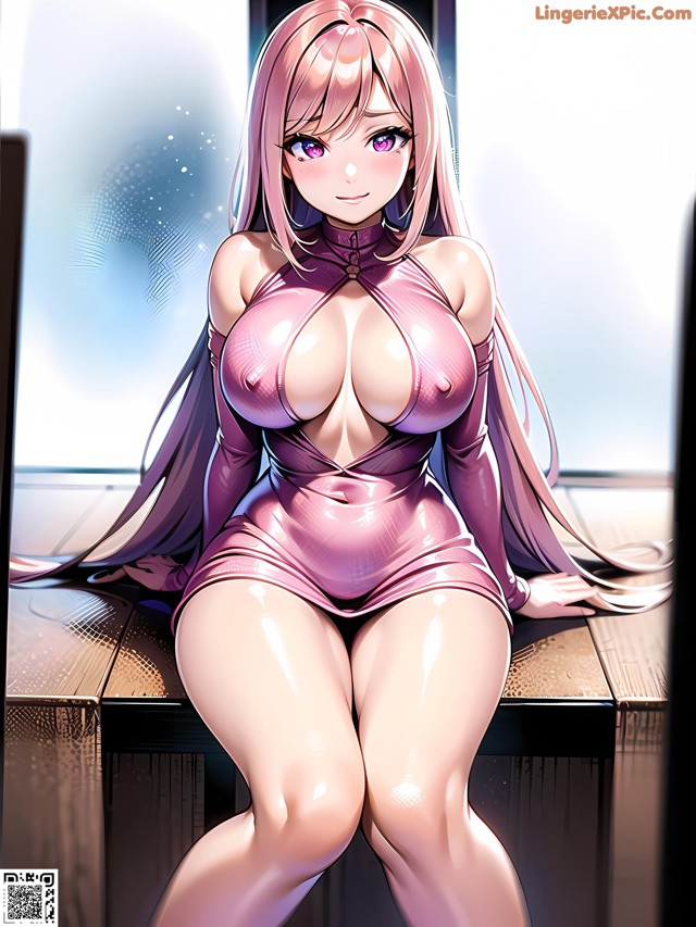 Hentai - 华彩繁花 Set 1 20230602 Part 30 No.028aba A woman in a pink dress sitting on a window sill.