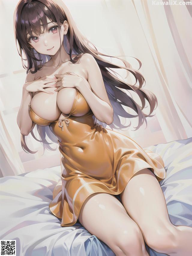 Hentai - 华彩繁花 Set 1 20230602 Part 5 No.67d1f1 A woman in a yellow dress sitting on a bed.